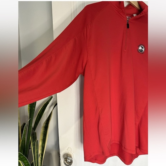 Mens Medium Pebble beach 1/4 Zip Red Ashworth Performance Pullover - Picture 6 of 13
